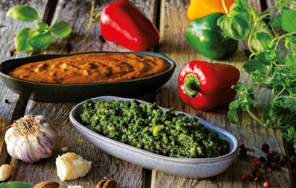 Pesto de coentros e rúcula selvagem